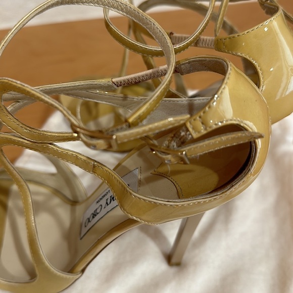 Jimmy Choo Metallic Gold Strappy Heels - Picture 6 of 9